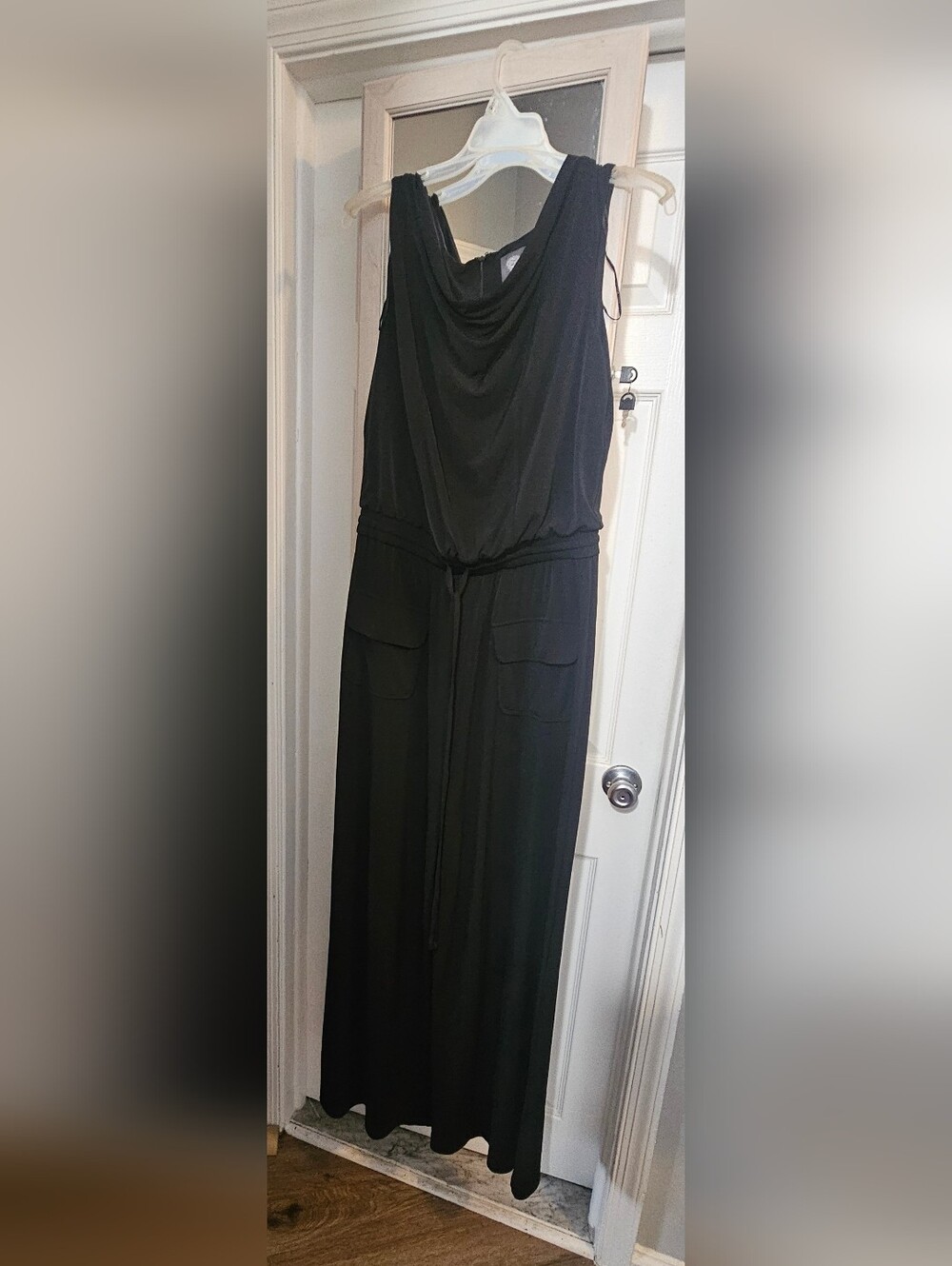 Vince Camuto Sleeveless Black Jumper with Drape Neck